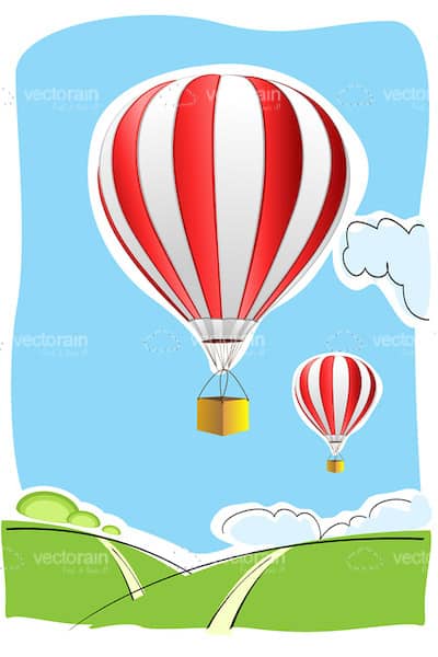 Hot Air Balloons over Country Scene